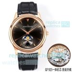 GF Swiss Copy Jaeger-LeCoultre Master Ultra Thin Rose Gold Moon Phase Watch with Black Dial 